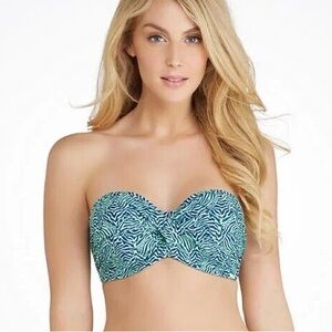 Cleo Hattie Twist Bandeau Bikini Top Zebra Animal Print Halter Size 34 DDDD G